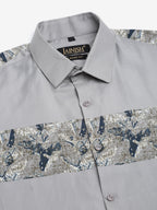 Jainish Men's Cotton Lycra Printed Formal Shirts - Steel-Grey | Grocsy