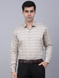 Jainish Men's Cotton Lycra Printed Formal Shirts - Cream | Grocsy