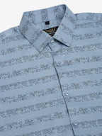 Jainish Men's Cotton Lycra Printed Formal Shirts - Sky Blue | Grocsy