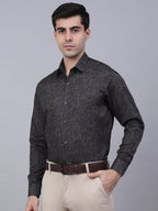 Jainish Men's Cotton Lycra Printed Formal Shirts - Grey | Grocsy
