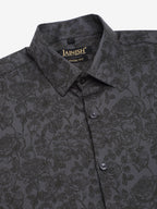 Jainish Men's Cotton Lycra Printed Formal Shirts - Grey | Grocsy