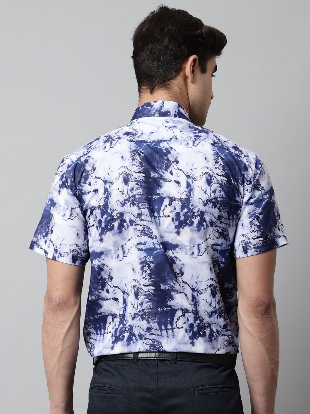 Jainish Men's Blue Classic Printed Formal Shirt | Grocsy