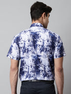 Jainish Men's Blue Classic Printed Formal Shirt | Grocsy