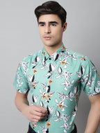 Jainish Men's Green Classic Printed Formal Shirt | Grocsy