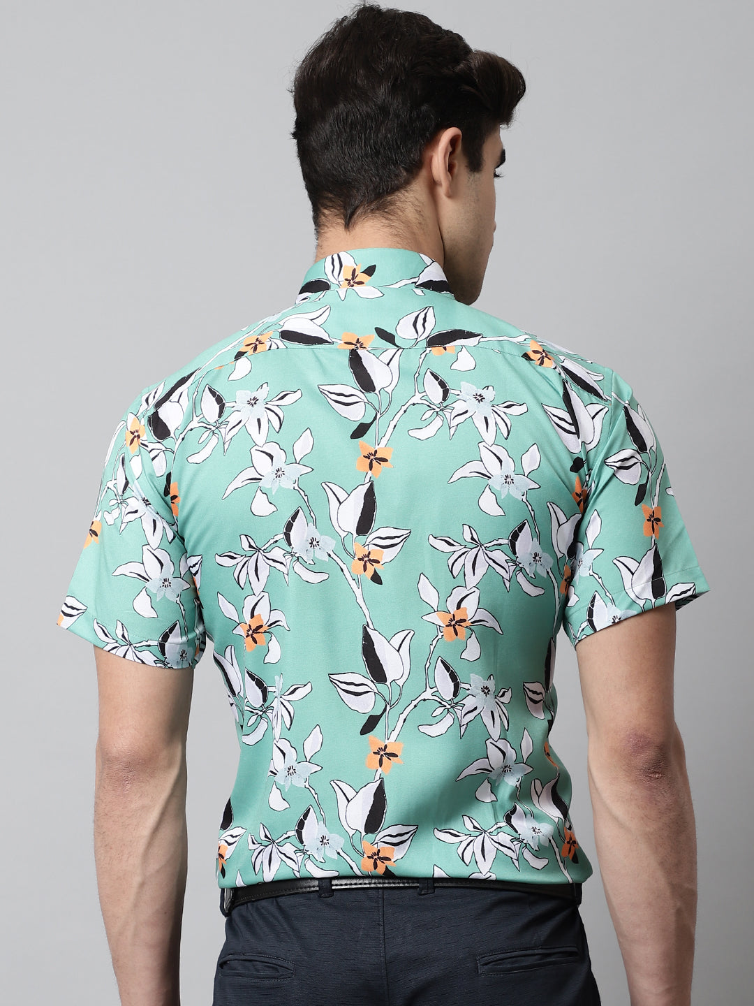 Jainish Men's Green Classic Printed Formal Shirt | Grocsy