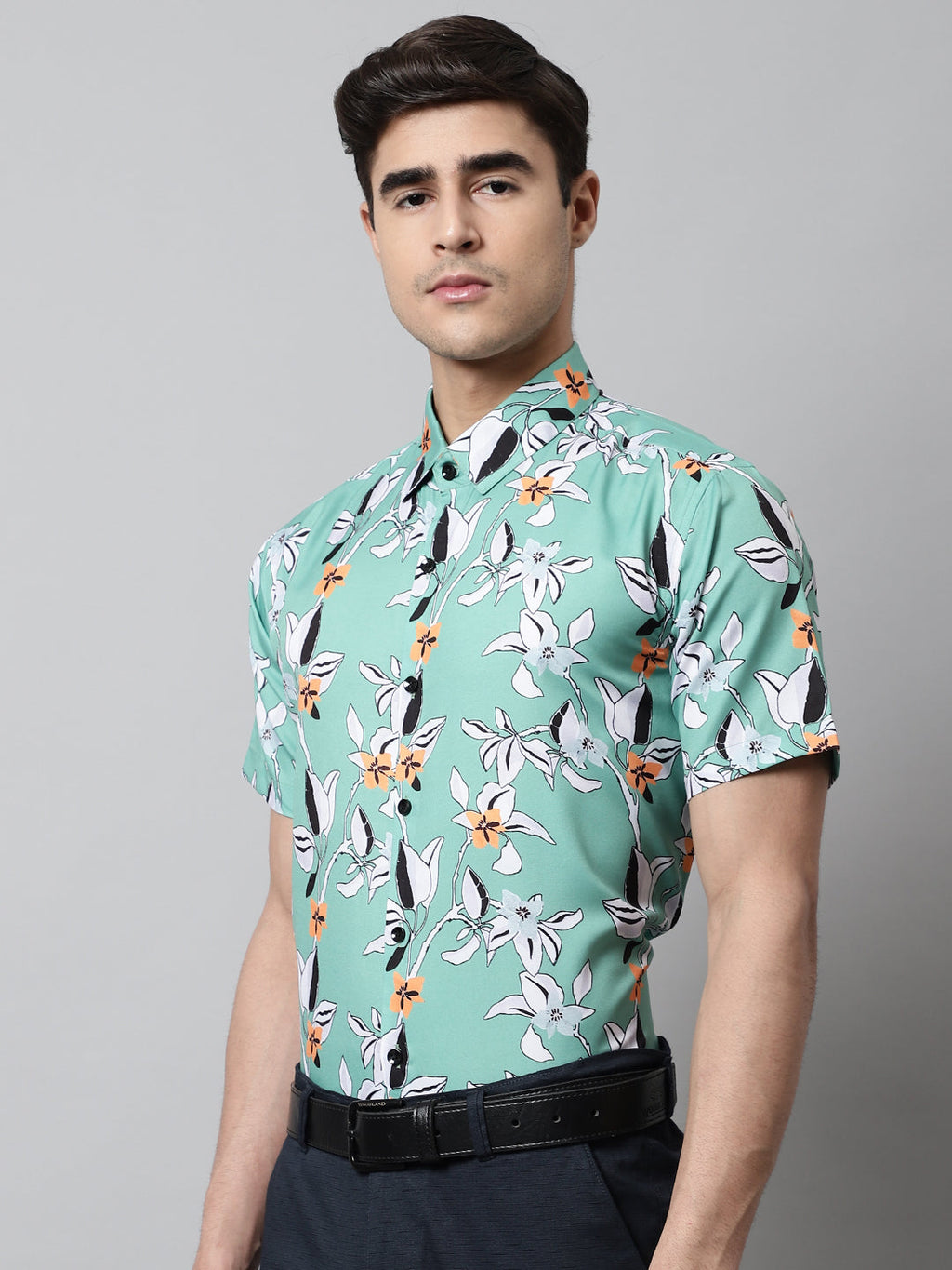 Jainish Men's Green Classic Printed Formal Shirt | Grocsy