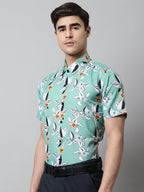 Jainish Men's Green Classic Printed Formal Shirt | Grocsy