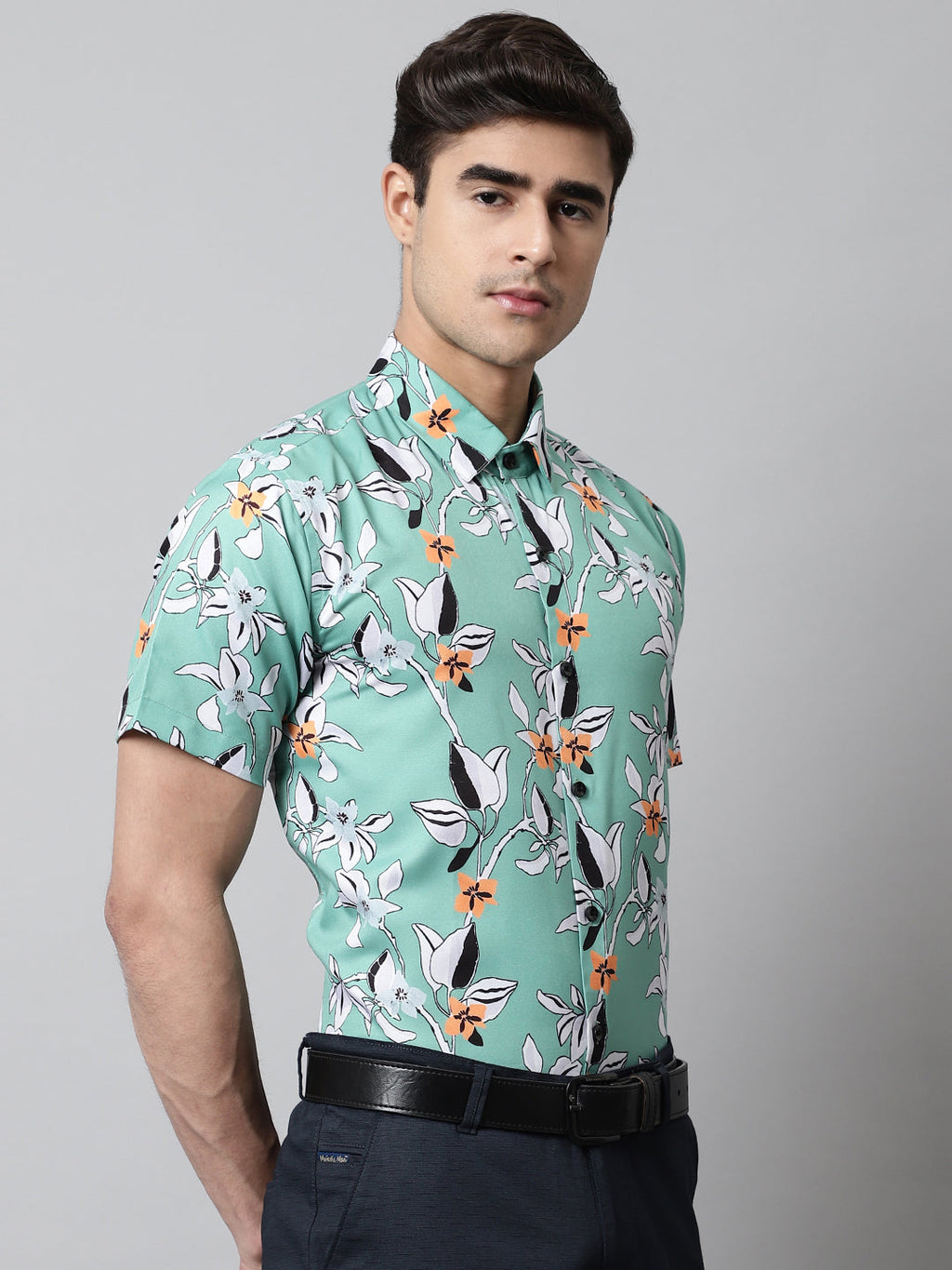 Jainish Men's Green Classic Printed Formal Shirt | Grocsy