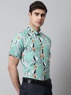 Jainish Men's Green Classic Printed Formal Shirt | Grocsy