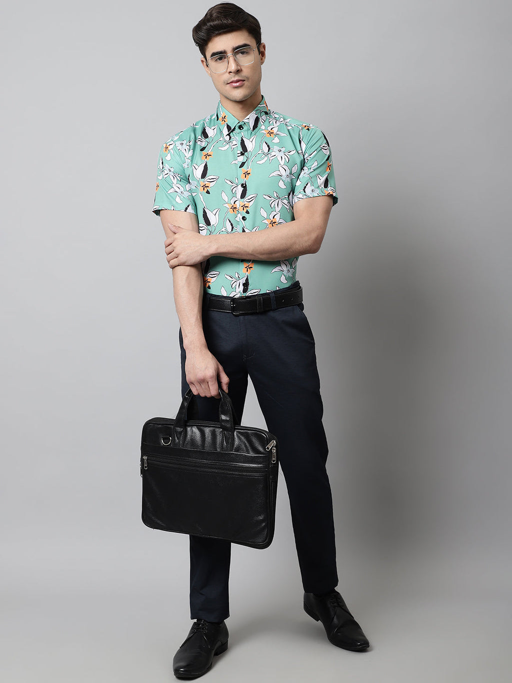 Jainish Men's Green Classic Printed Formal Shirt | Grocsy