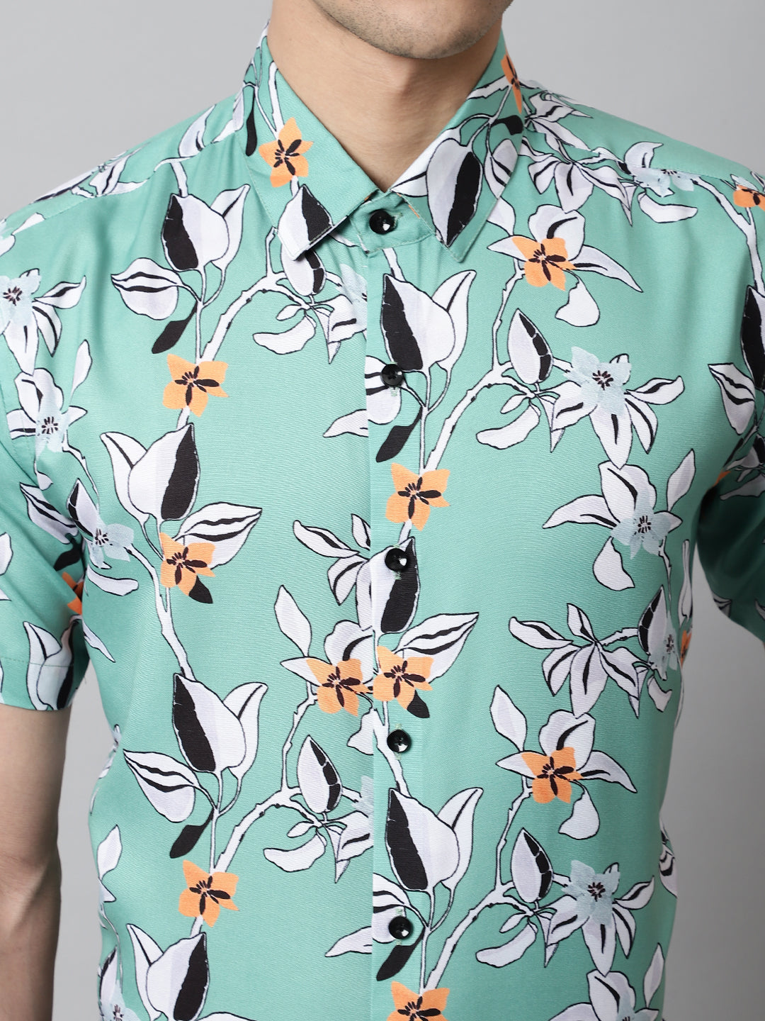 Jainish Men's Green Classic Printed Formal Shirt | Grocsy
