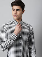 Jainish Men's Black Checks Pure Cotton Formal Shirt | Grocsy