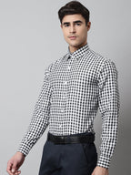 Jainish Men's Black Checks Pure Cotton Formal Shirt | Grocsy