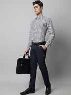 Jainish Men's Black Checks Pure Cotton Formal Shirt | Grocsy