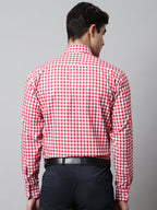 Jainish Men's Red Checks Pure Cotton Formal Shirt | Grocsy