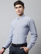 Jainish Men's Blue Checks Pure Cotton Formal Shirt | Grocsy