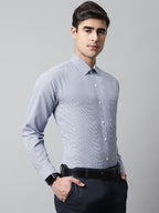 Jainish Men's Blue Checks Pure Cotton Formal Shirt | Grocsy