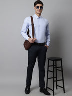 Jainish Men's Light Blue Checks Pure Cotton Formal Shirt | Grocsy