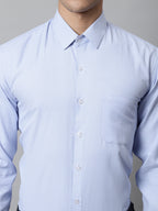 Jainish Men's Light Blue Checks Pure Cotton Formal Shirt | Grocsy