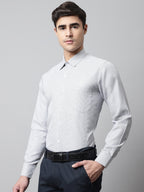 Jainish Men's Light Grey Checks Pure Cotton Formal Shirt | Grocsy