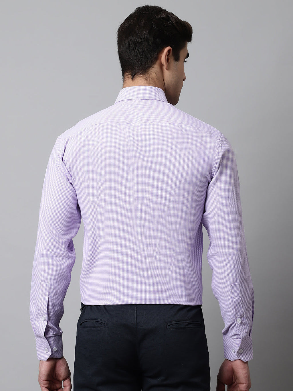 Jainish Men's Purple Checks Pure Cotton Formal Shirt | Grocsy