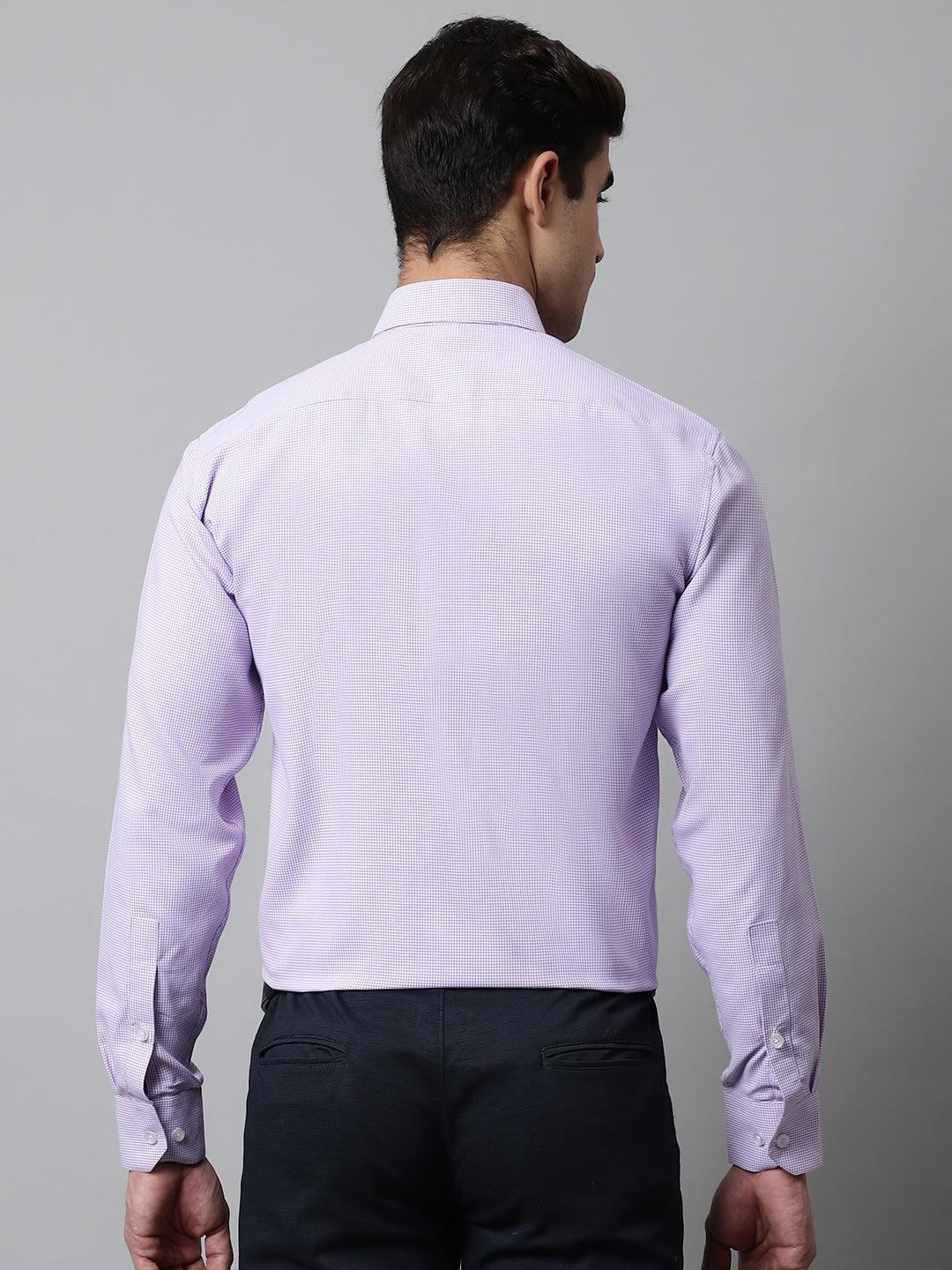 Jainish Men's Purple Checks Pure Cotton Formal Shirt | Grocsy