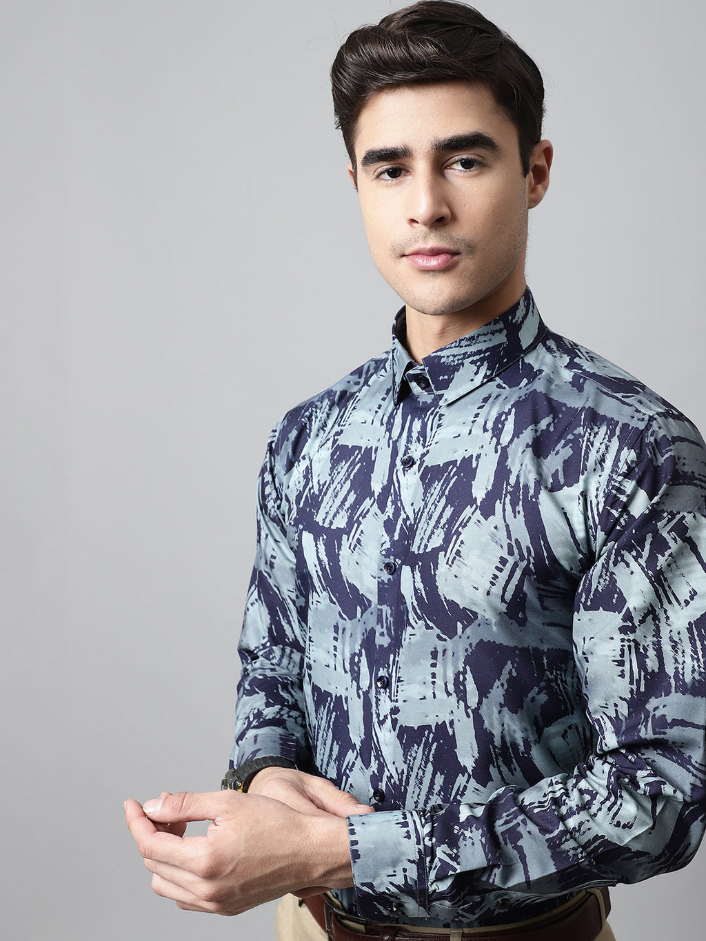 Jainish Men's Green Classic Printed Formal Shirt | Grocsy