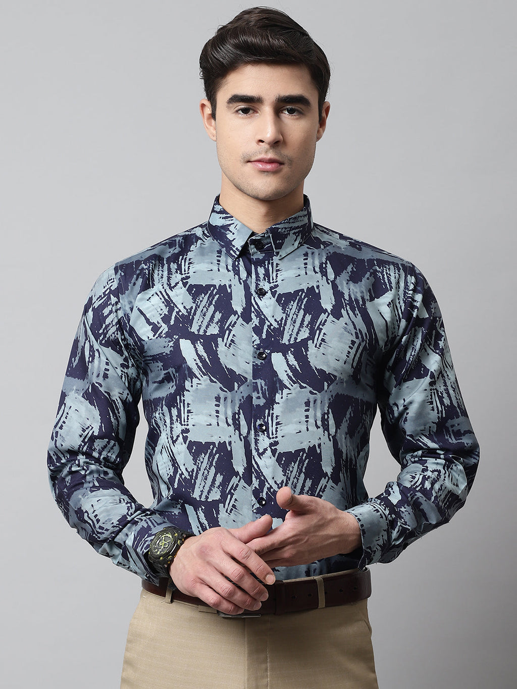 Jainish Men's Green Classic Printed Formal Shirt | Grocsy