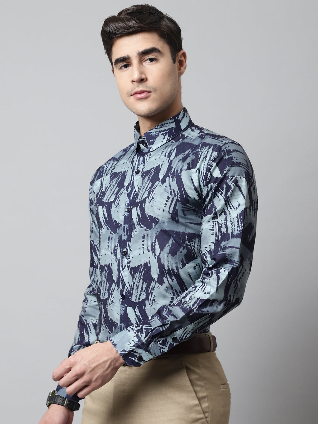 Jainish Men's Green Classic Printed Formal Shirt | Grocsy