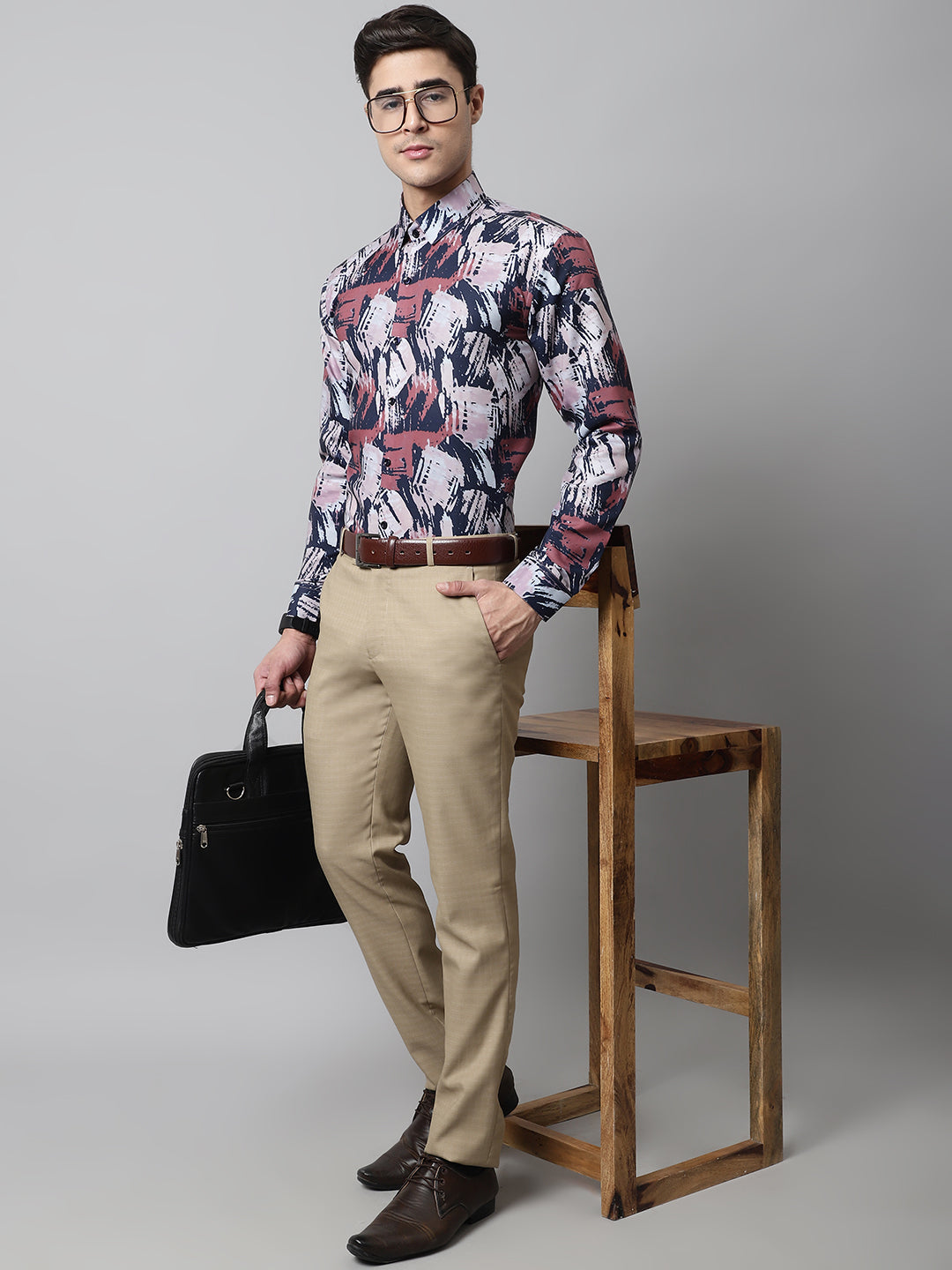 Jainish Men's Grey Classic Printed Formal Shirt | Grocsy