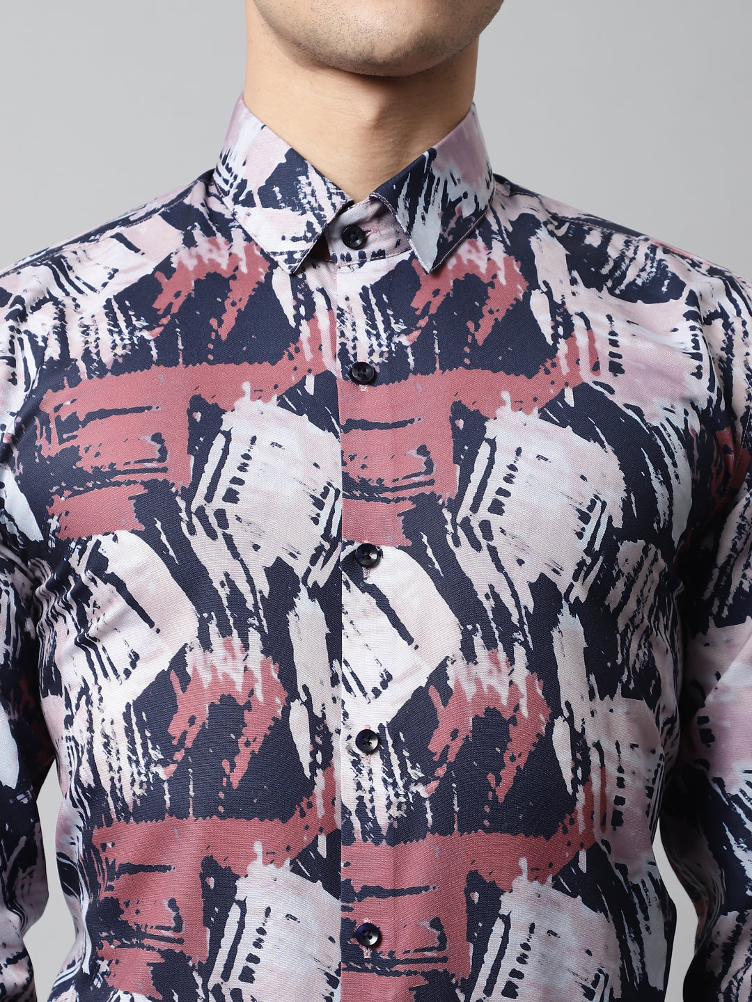 Jainish Men's Grey Classic Printed Formal Shirt | Grocsy