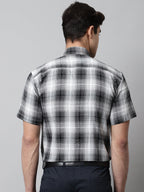 Jainish Men's Black Checks Regular Fit Cotton Formal Shirt | Grocsy