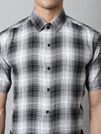 Jainish Men's Black Checks Regular Fit Cotton Formal Shirt | Grocsy