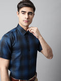 Jainish Men's Peacock Checks Regular Fit Cotton Formal Shirt | Grocsy