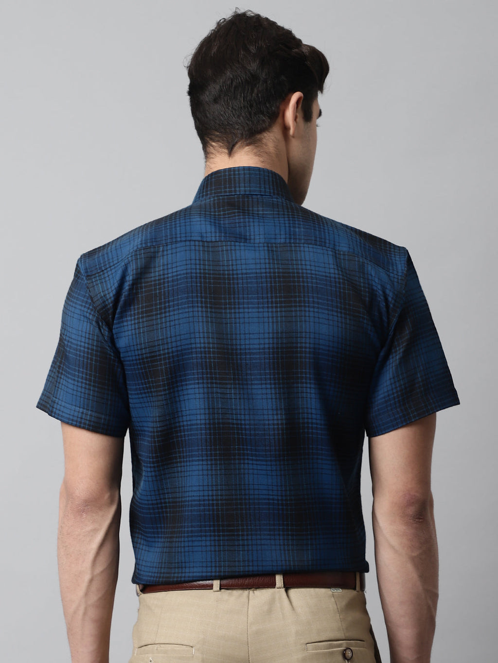 Jainish Men's Peacock Checks Regular Fit Cotton Formal Shirt | Grocsy