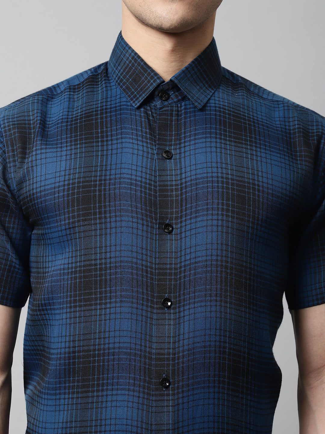 Jainish Men's Peacock Checks Regular Fit Cotton Formal Shirt | Grocsy