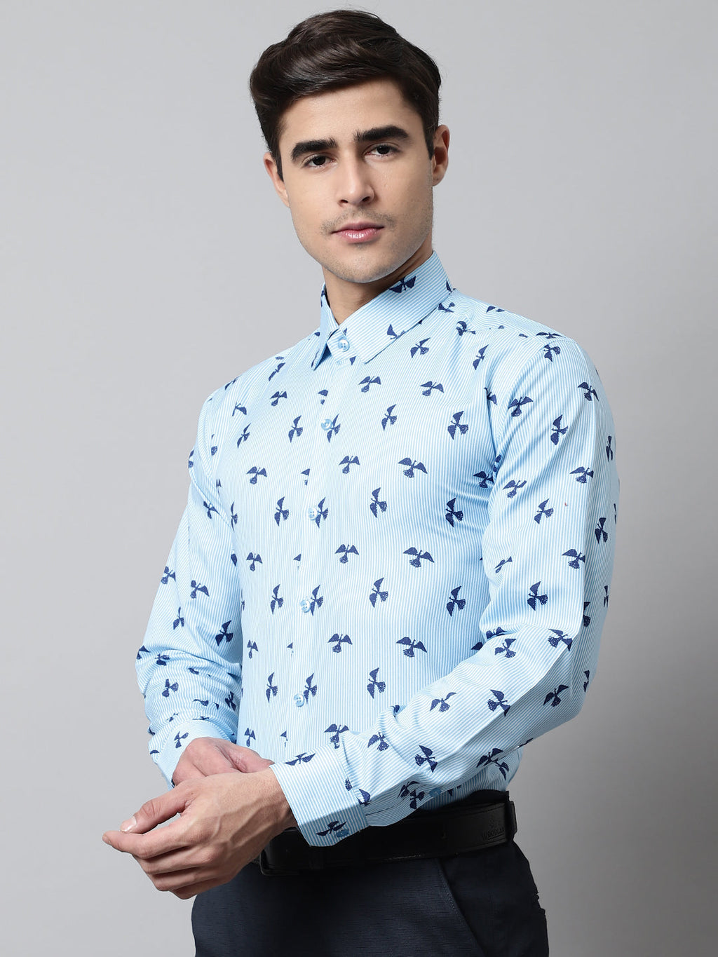 Jainish Men's Regular Fit Printed Pure Cotton Formal Shirt | Grocsy
