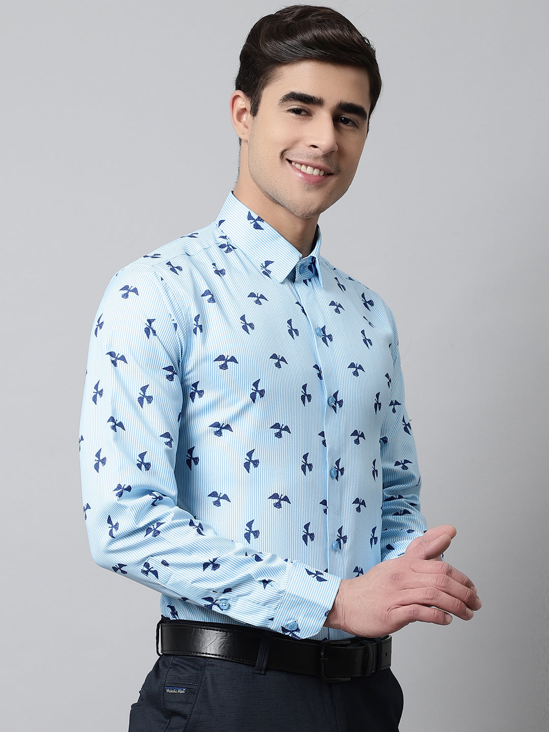 Jainish Men's Regular Fit Printed Pure Cotton Formal Shirt | Grocsy