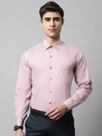 Jainish Men's Coral Red Micro Ditsy Printed Pure Cotton Formal Shirt | Grocsy