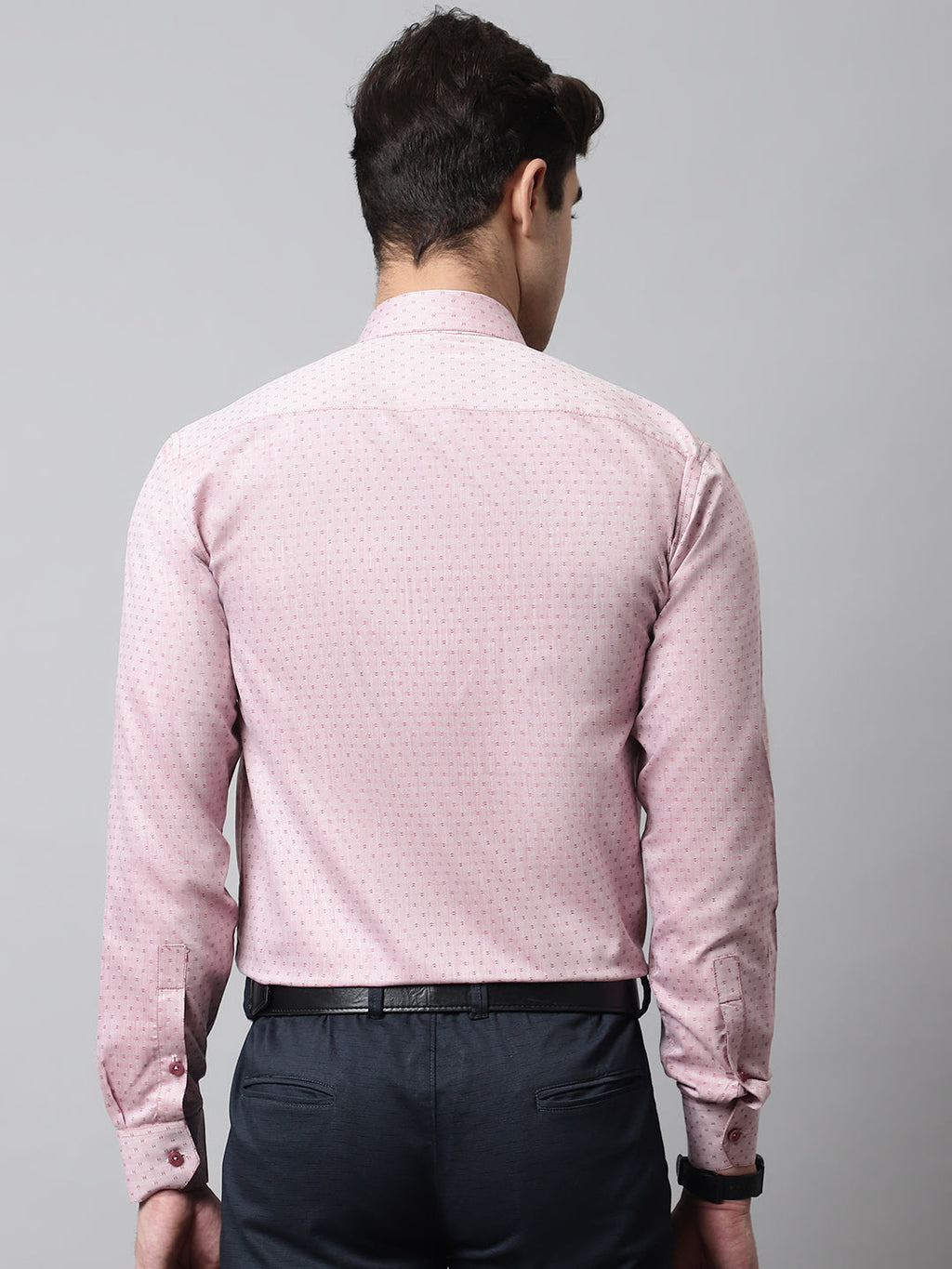Jainish Men's Coral Red Micro Ditsy Printed Pure Cotton Formal Shirt | Grocsy