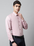 Jainish Men's Coral Red Micro Ditsy Printed Pure Cotton Formal Shirt | Grocsy