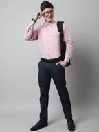 Jainish Men's Coral Red Micro Ditsy Printed Pure Cotton Formal Shirt | Grocsy