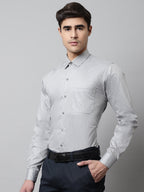 Jainish Men's Grey Micro Ditsy Printed Pure Cotton Formal Shirt | Grocsy