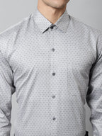 Jainish Men's Grey Micro Ditsy Printed Pure Cotton Formal Shirt | Grocsy