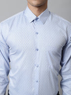 Jainish Men's Sky Blue Micro Ditsy Printed Pure Cotton Formal Shirt | Grocsy