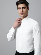 Jainish Men's White Classic Cotton Formal Shirt | Grocsy