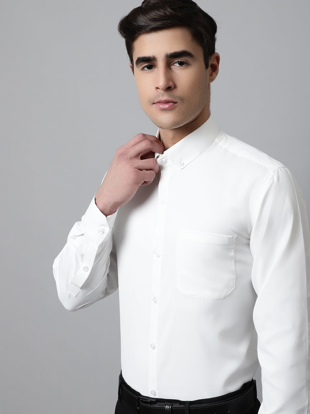 Jainish Men's White Classic Cotton Formal Shirt | Grocsy