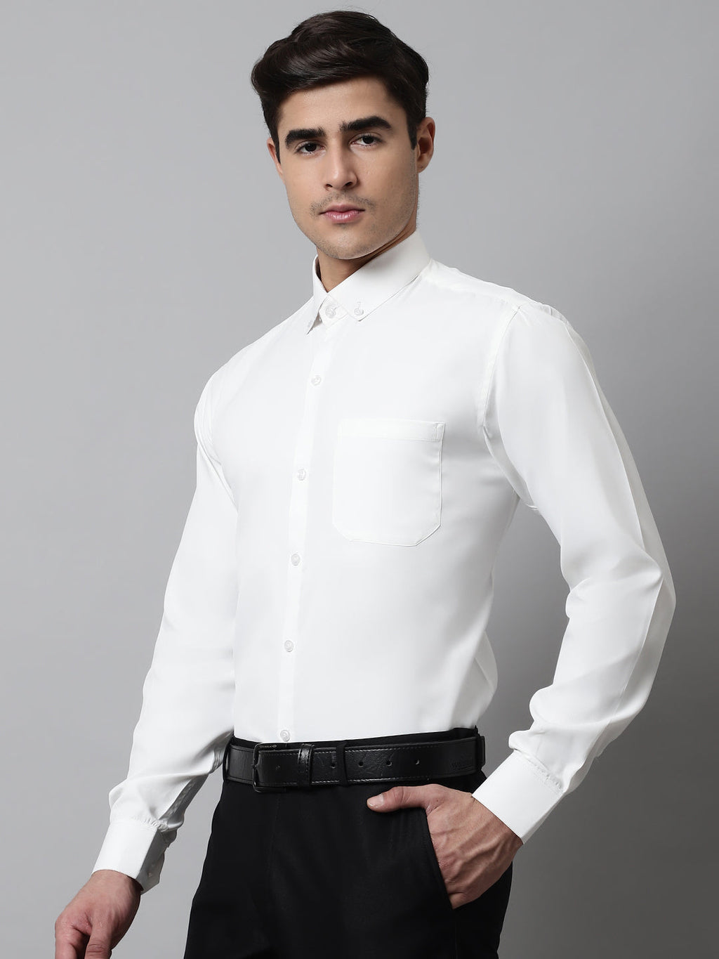 Jainish Men's White Classic Cotton Formal Shirt | Grocsy