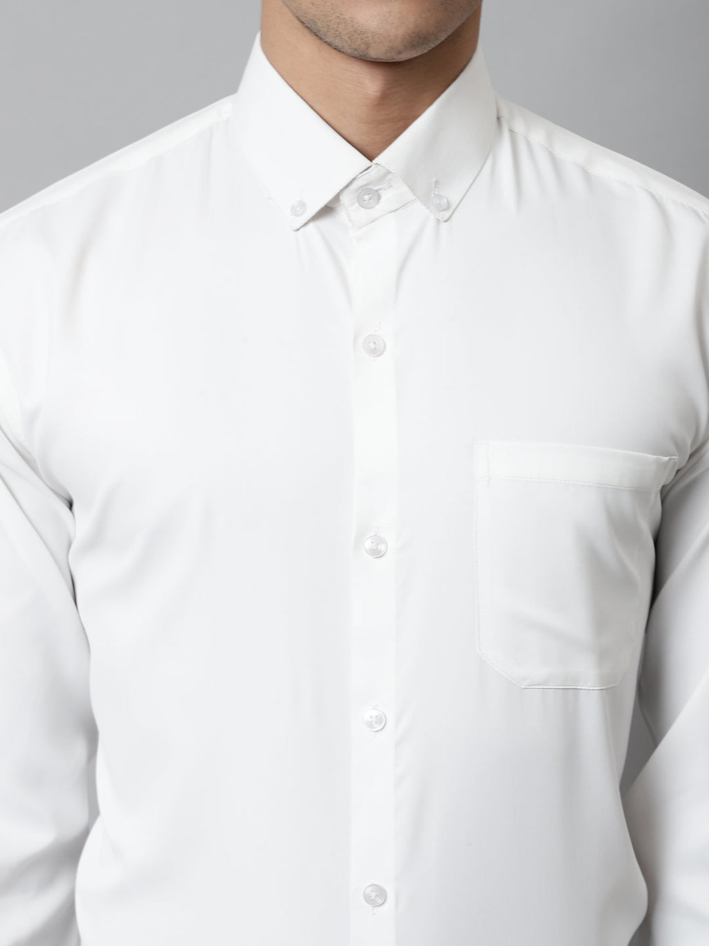 Jainish Men's White Classic Cotton Formal Shirt | Grocsy