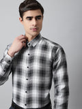 Jainish Men's Black Checks Regular Fit Cotton Formal Shirt | Grocsy